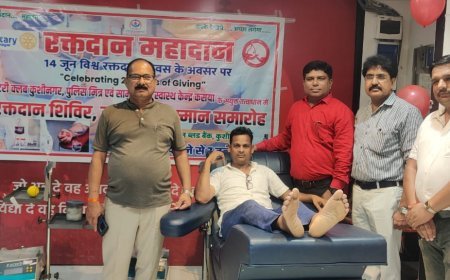 विश्व रक्तदाता दिवस पर 27 लोगों ने रक्तदान किया , रक्तदानियों को किया गया सम्मानित